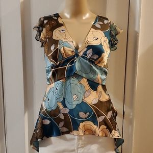 ALICE & TRIXIE BOHO SILK FLORAL PRINT TIE BACK TOP